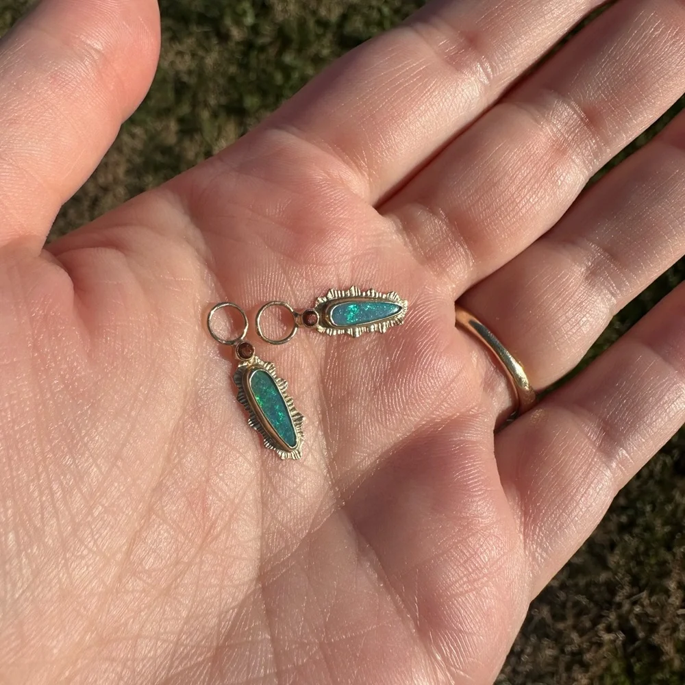10k custom one of a kind opal and citrine hoop charms - Picture 8 of 11